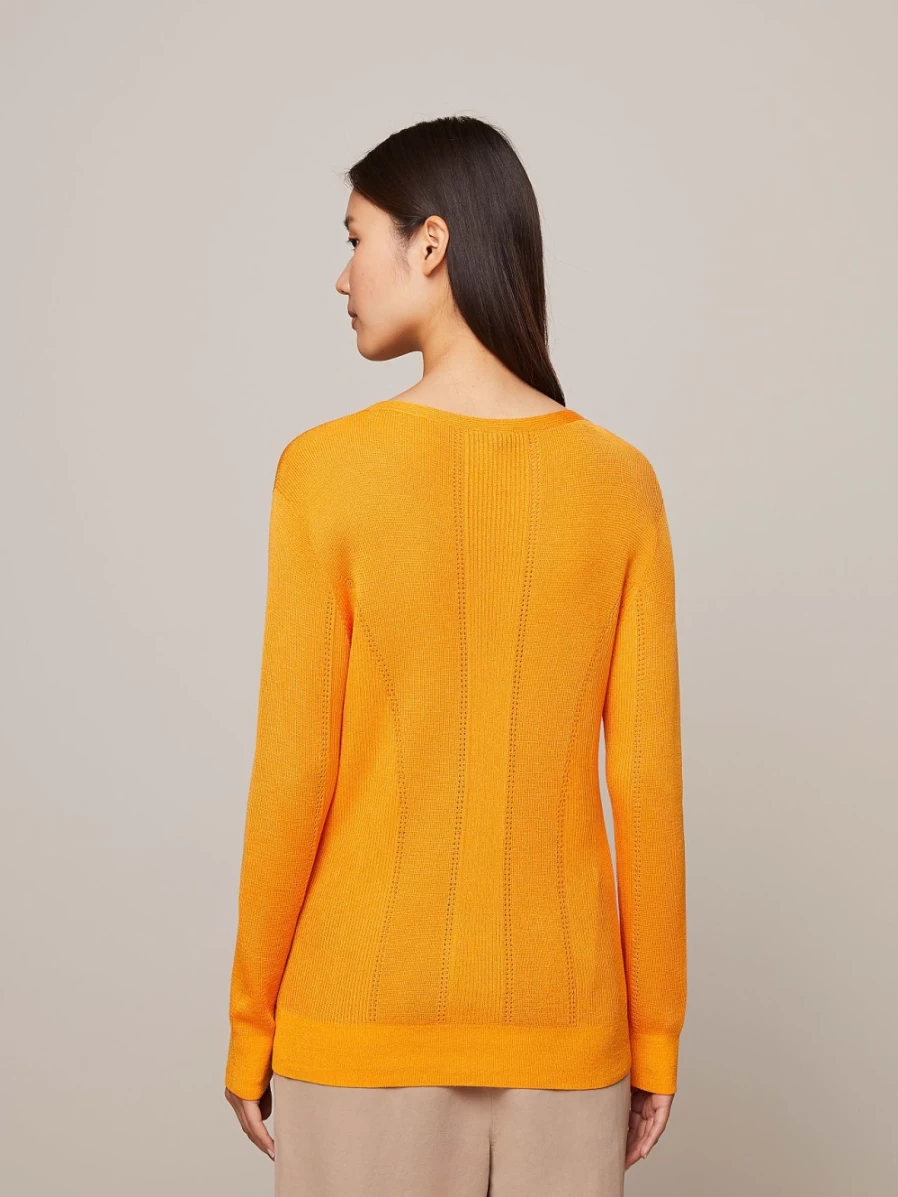 AlphaTauri Women's Warm Yellow Seamless 3D Knit V-Neck Sweater