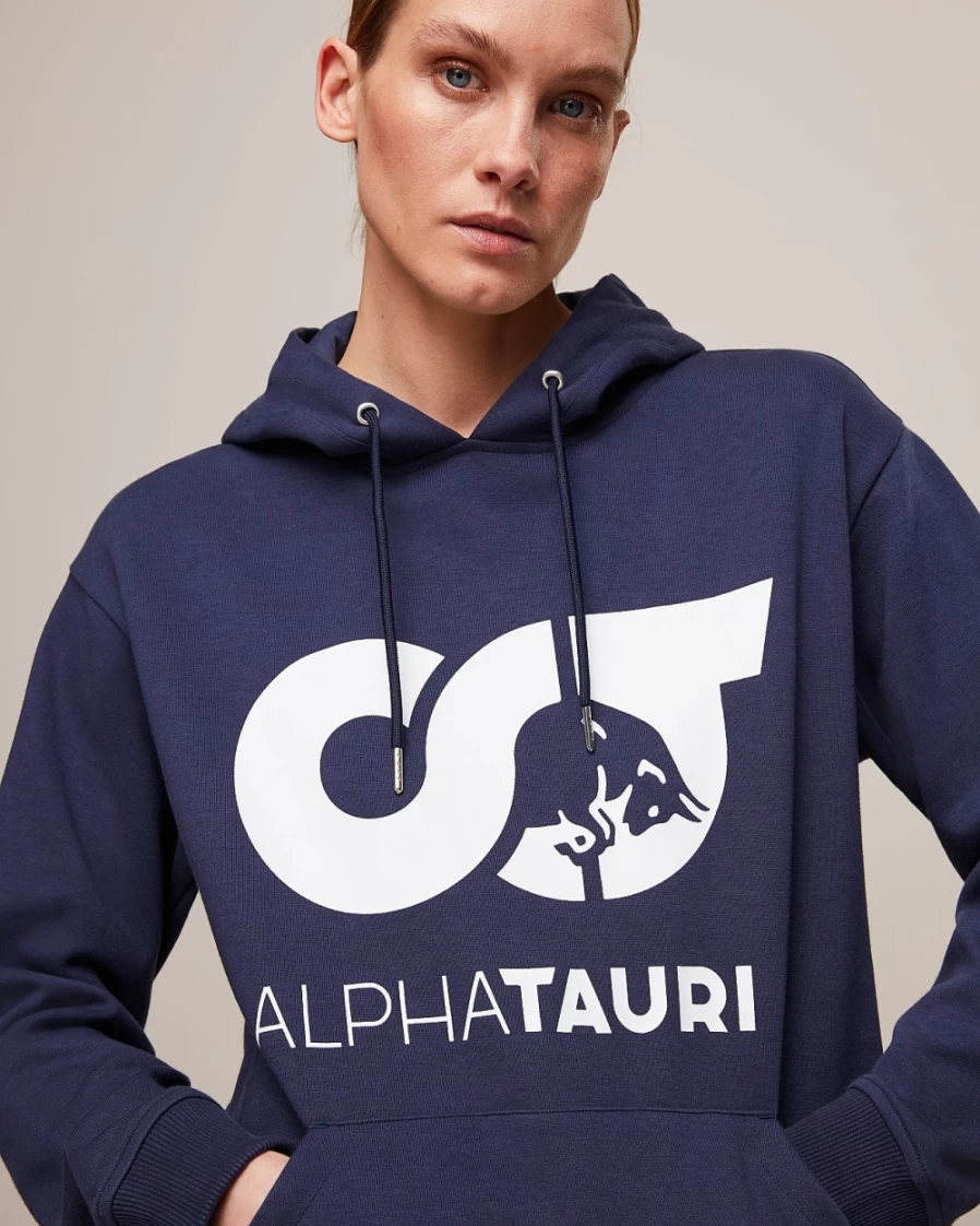 AlphaTauri Women's Navy & White Signature Logo Hoodie