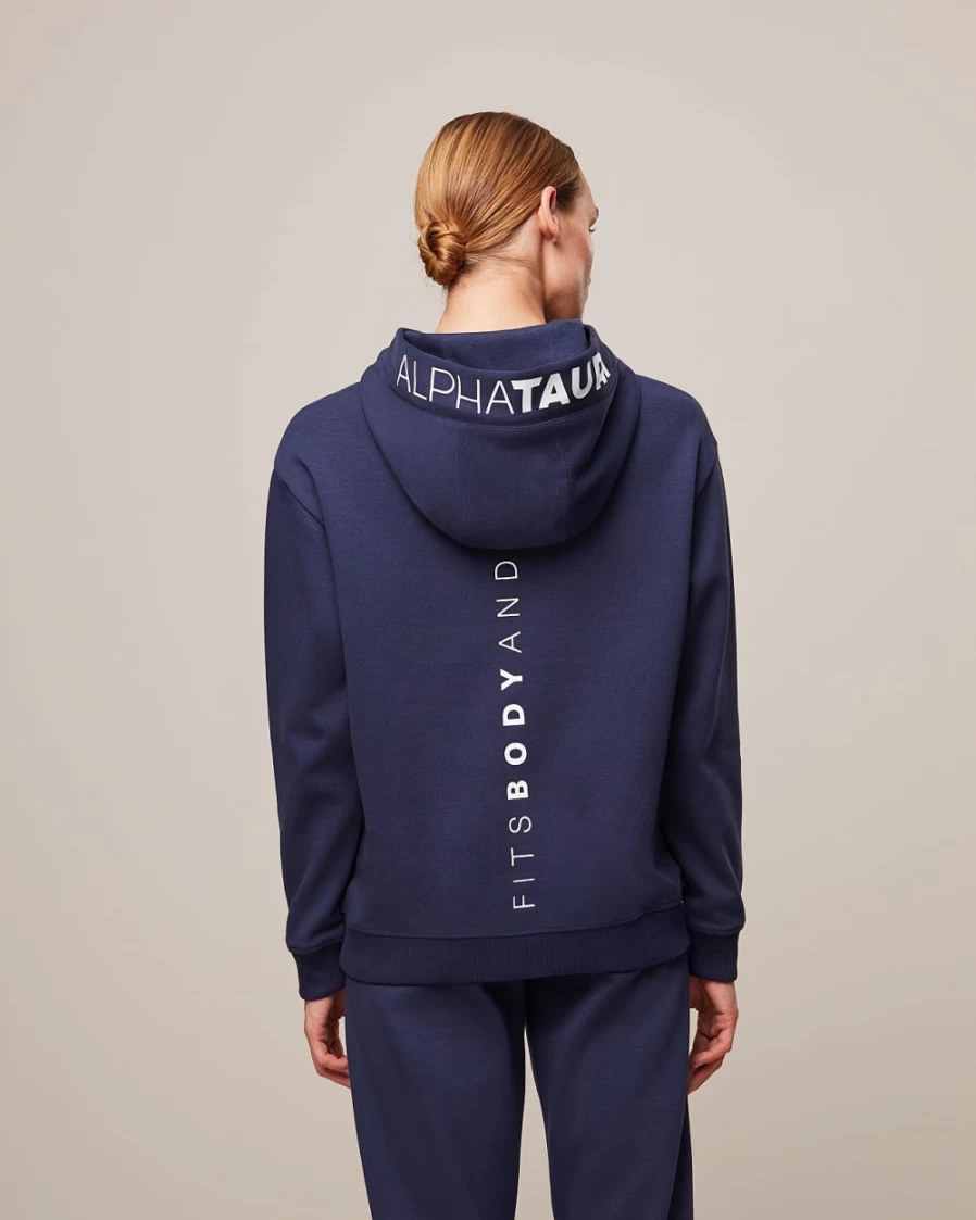 AlphaTauri Women's Navy & White Signature Logo Hoodie