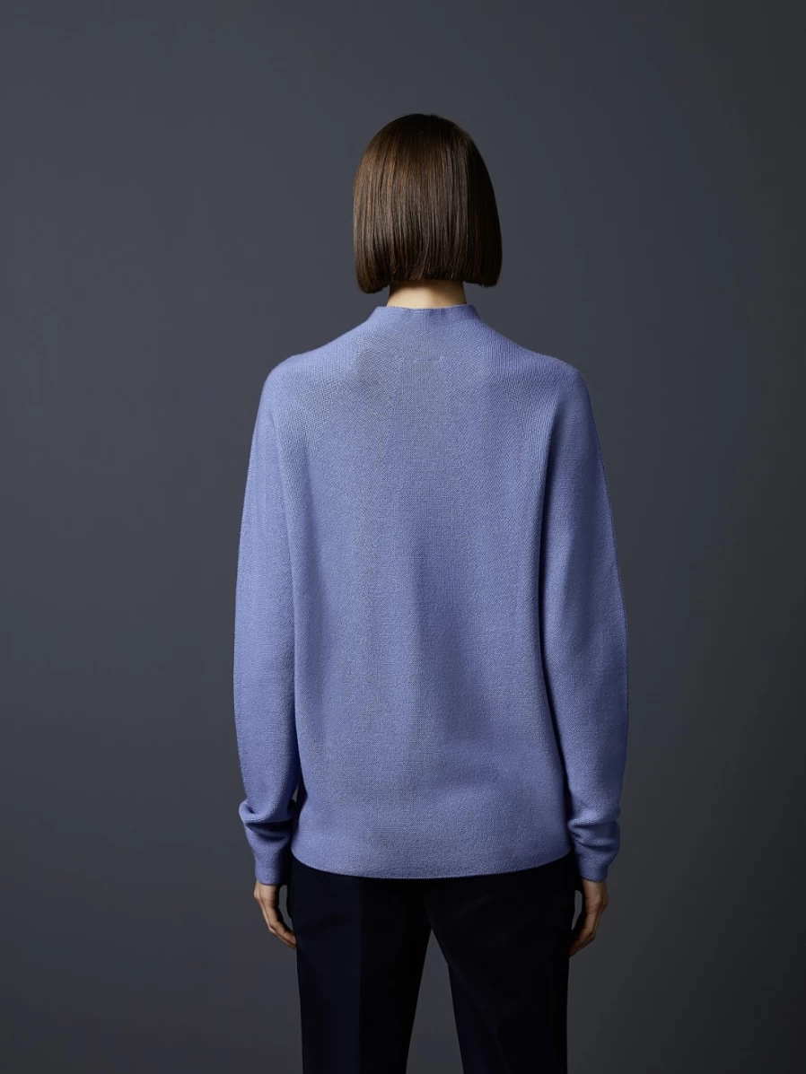 AlphaTauri Women's Medium Blue Seamless 3D Knit Mockneck Sweater