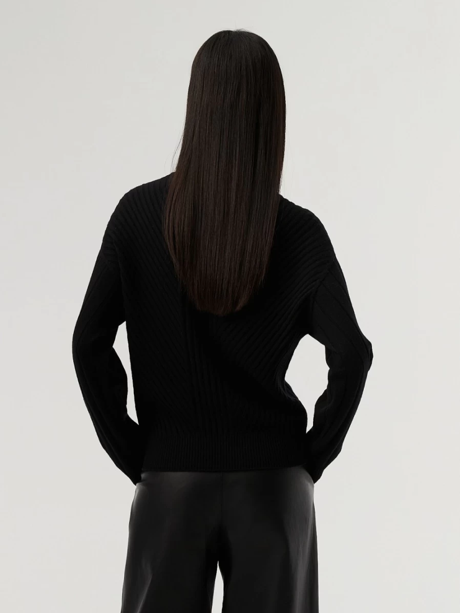 AlphaTauri Women's Black Seamless 3D Knit Cashmere-Blend Crewneck Sweater