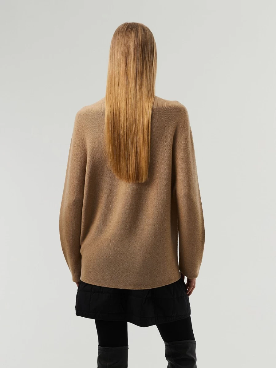 AlphaTauri Women's Seamless 3D Knit Mockneck Sweater in Brown/Beige