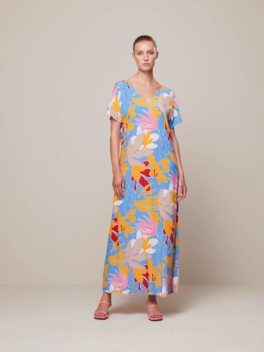 "AlphaTauri Women's Sky Blue Floral Print Long Dress"