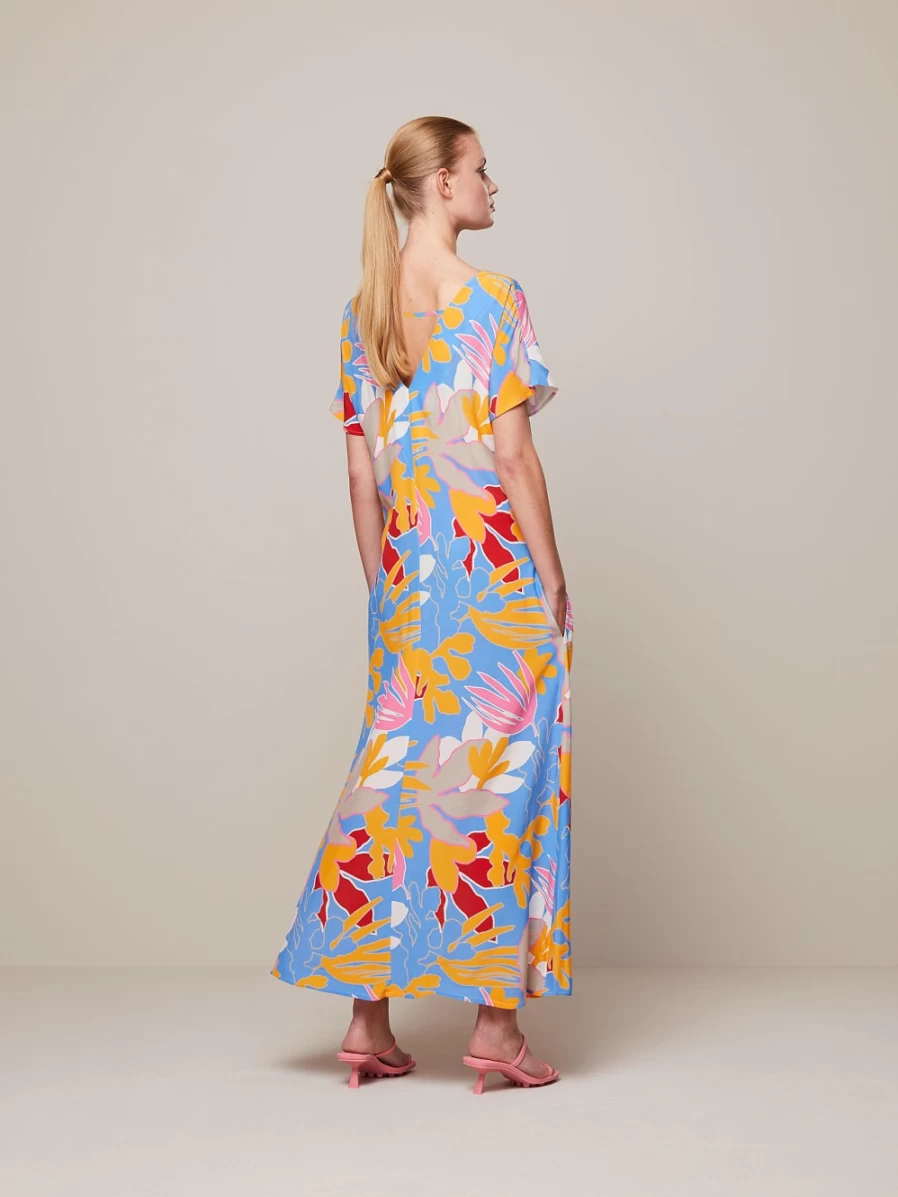 "AlphaTauri Women's Sky Blue Floral Print Long Dress"