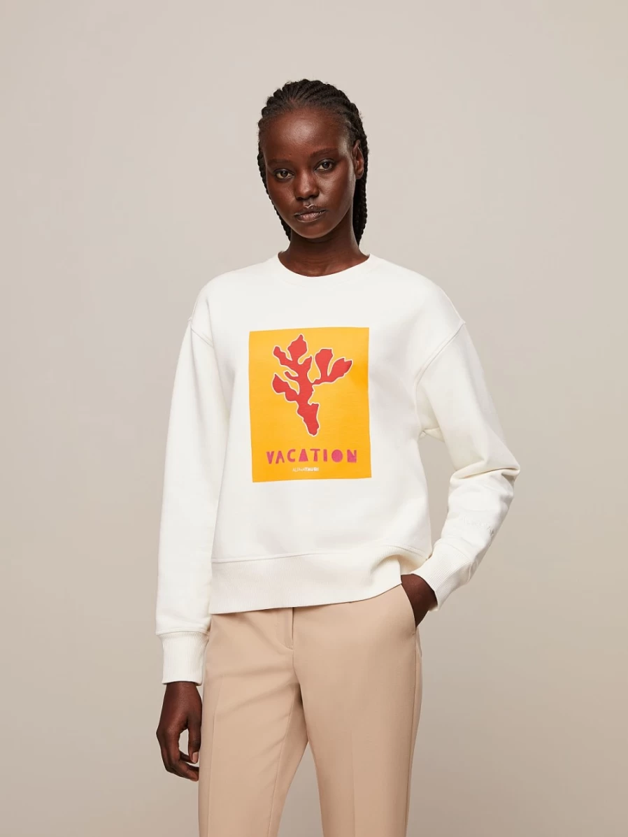 AlphaTauri Women's Ivory Sweatshirt With Artistic Print - Stylish Casual Pullover