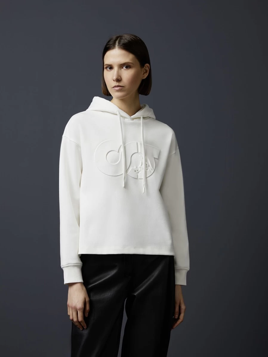 AlphaTauri Women's Off White Cropped Logo Hoodie