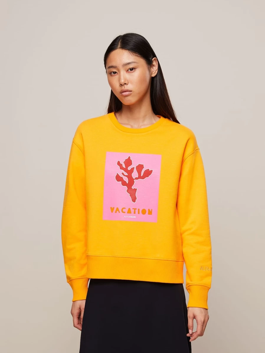 Women's Warm Yellow AlphaTauri Artwork-Printed Sweatshirt