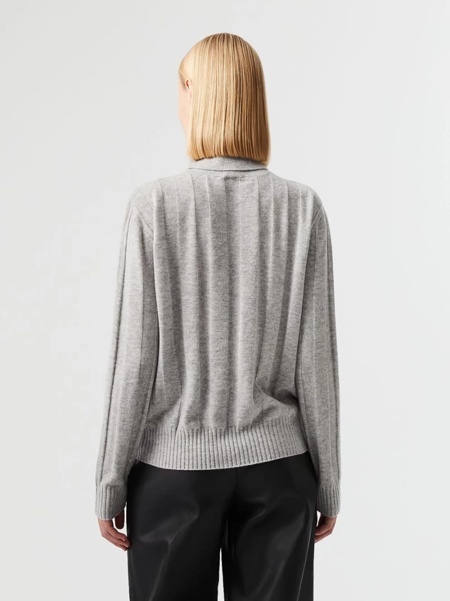 AlphaTauri Women's Grey Melange Seamless 3D Knit Cashmere-Blend Turtleneck Sweater