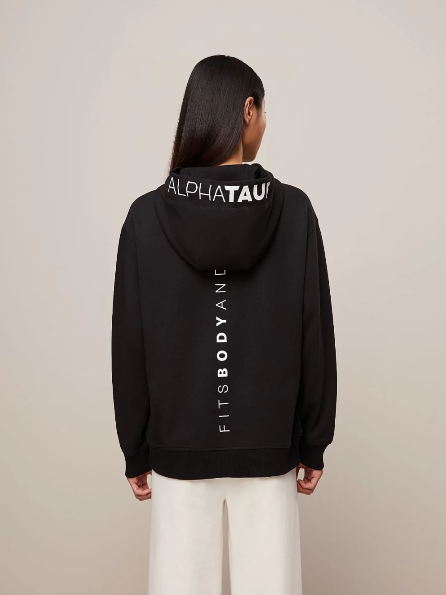 AlphaTauri Women's Signature Logo Hoodie - Black & White Pullover Sweatshirt
