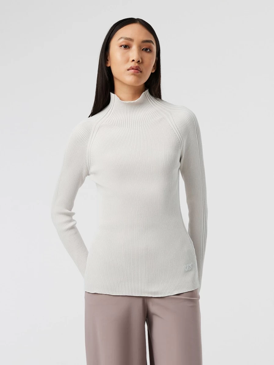 AlphaTauri Women's Chalk Seamless 3D Performance Knit Turtleneck Sweater