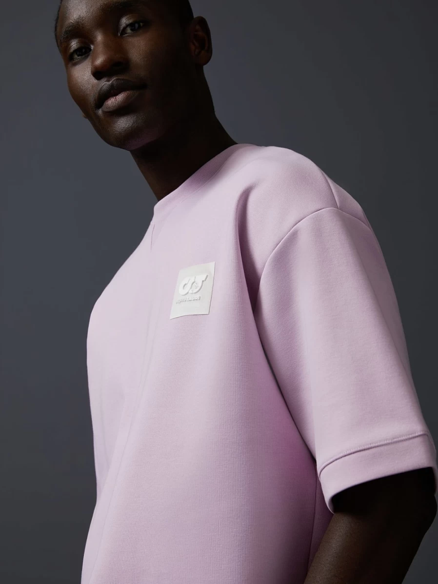 AlphaTauri Men's Oversized Patch T-Shirt in Pale Lilac | Casual Streetwear Top