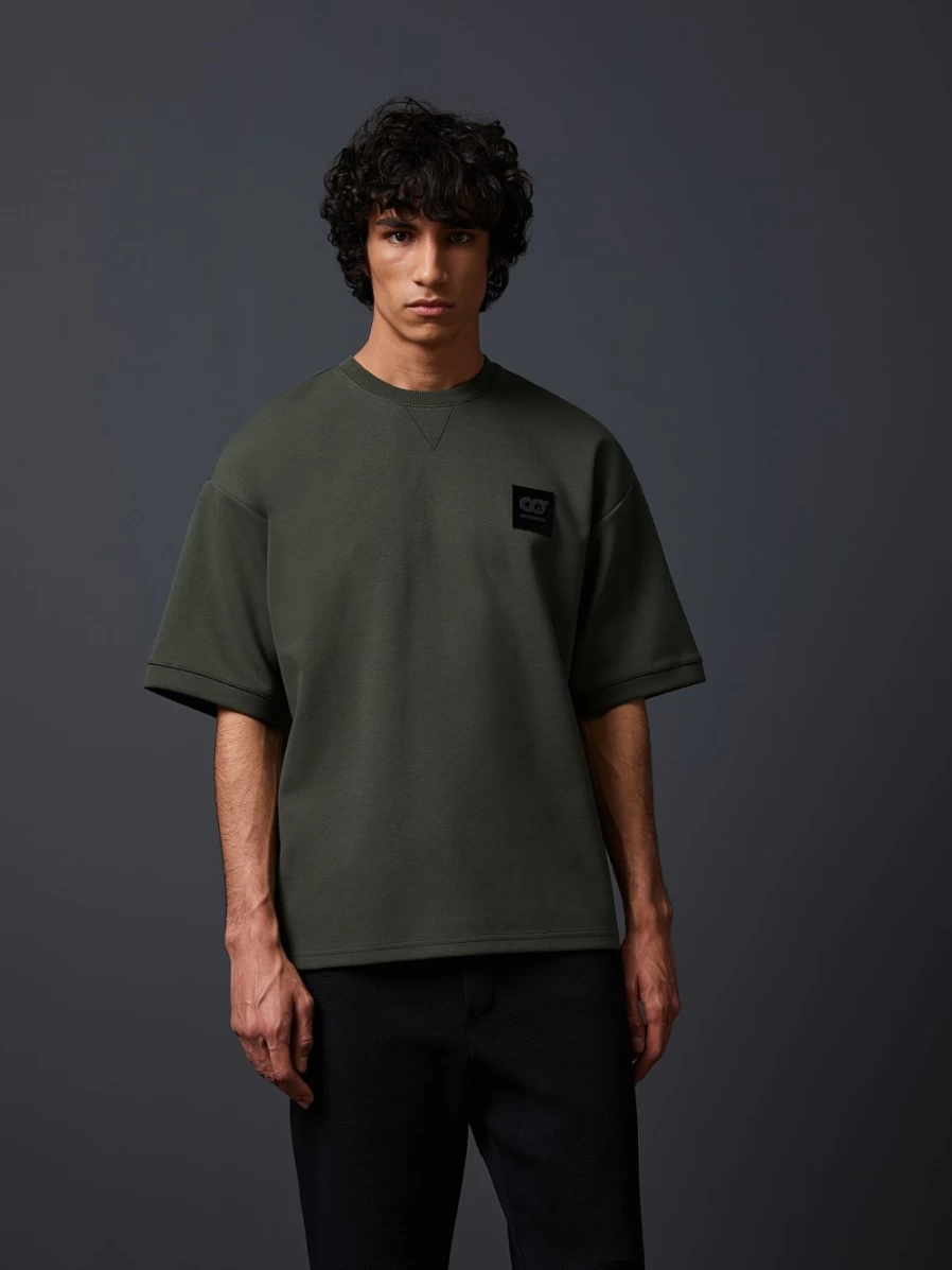 AlphaTauri Men's Green Oversized Patch T-Shirt - Casual Streetwear Top