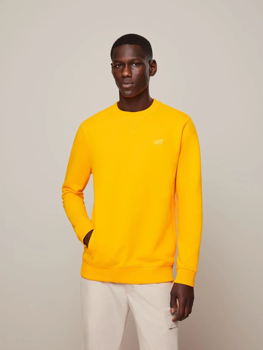 AlphaTauri Men's Warm Yellow Crewneck Sweatshirt - Comfortable Casual Pullover