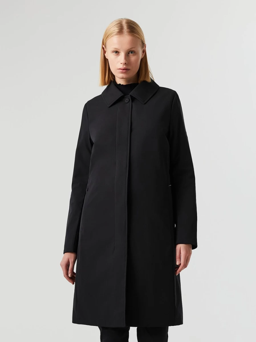 AlphaTauri Women's Black Heatable Water-Repellent Trench Coat for Cold Weather