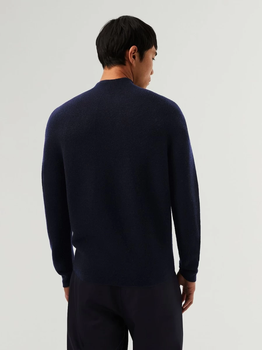 AlphaTauri Men's Navy Seamless 3D Knit Mockneck Sweater