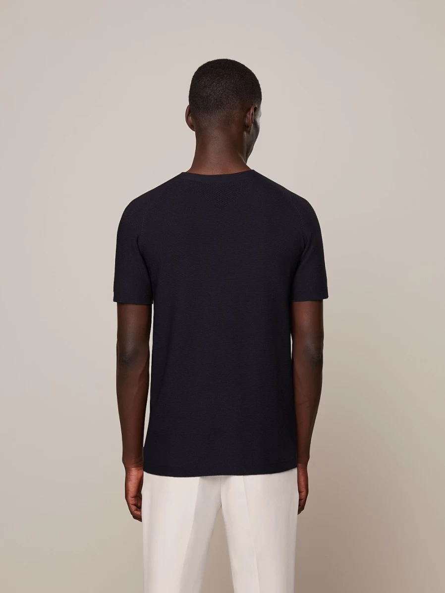AlphaTauri Men's Navy Seamless 3D Performance Knit T-Shirt for Active Wear