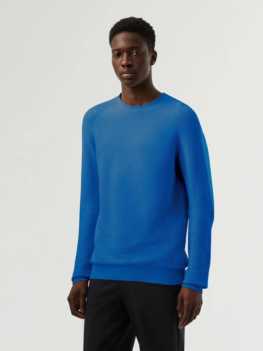 AlphaTauri Men's Classic Blue Seamless 3D Performance Knit Crewneck Sweater