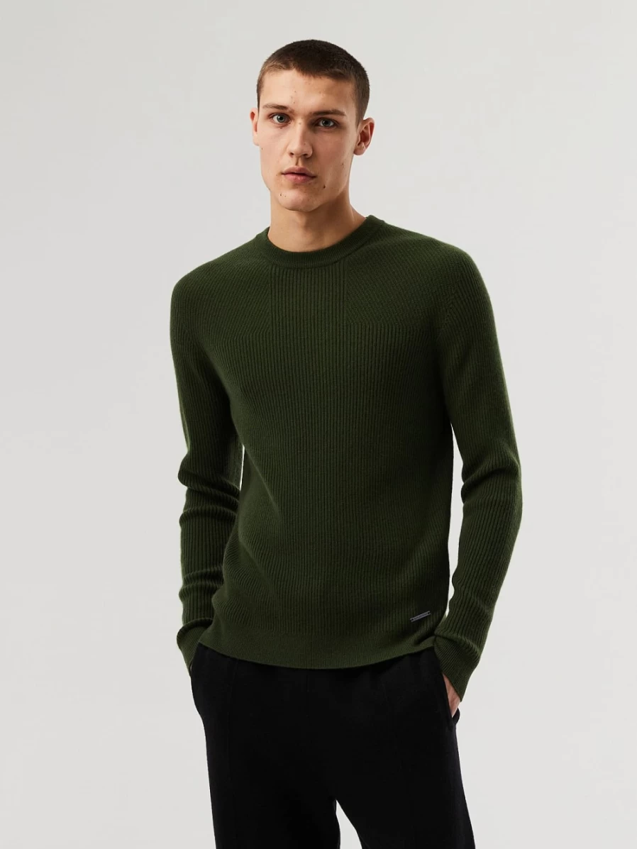 AlphaTauri Men's Dark Green Seamless 3D Knit Cashmere-Blend Crewneck Sweater