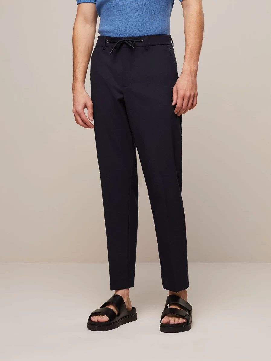 AlphaTauri Men's Navy Lightweight Wool-Mix Pants for Comfort & Style