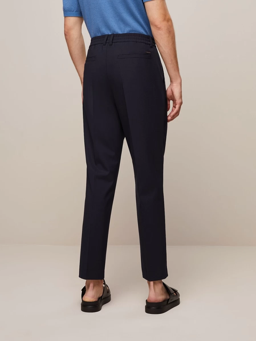 AlphaTauri Men's Navy Lightweight Wool-Mix Pants for Comfort & Style