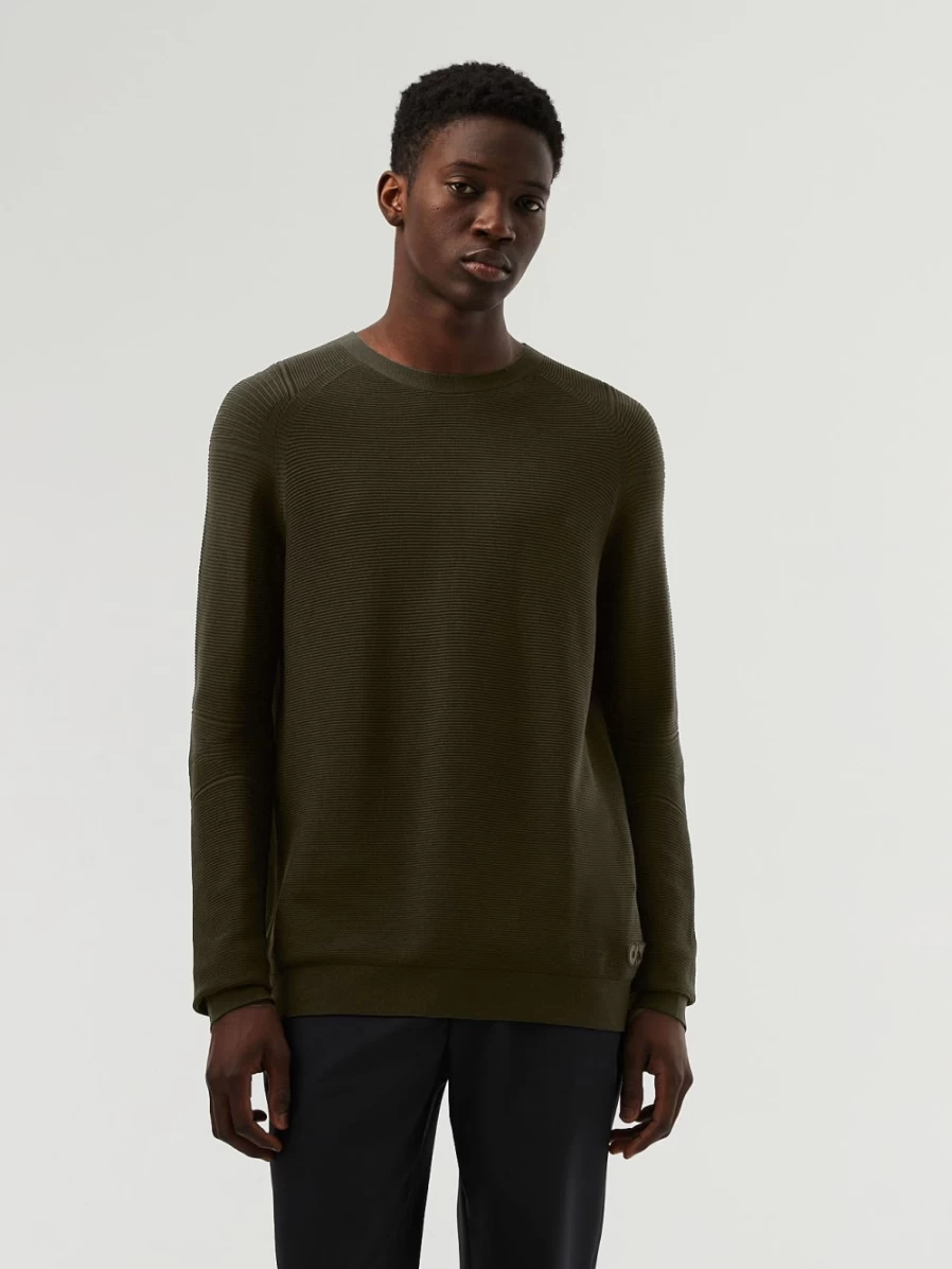 AlphaTauri Men's Dark Green Seamless 3D Performance Knit Crewneck Sweater