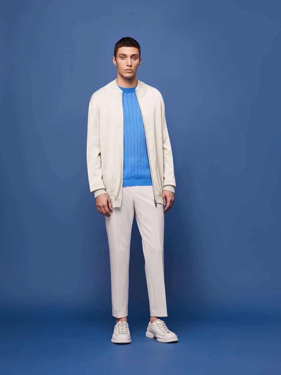 Men's AlphaTauri Off White Seamless 3D Knit Jacket - Cashmere & Coolmax® Blend
