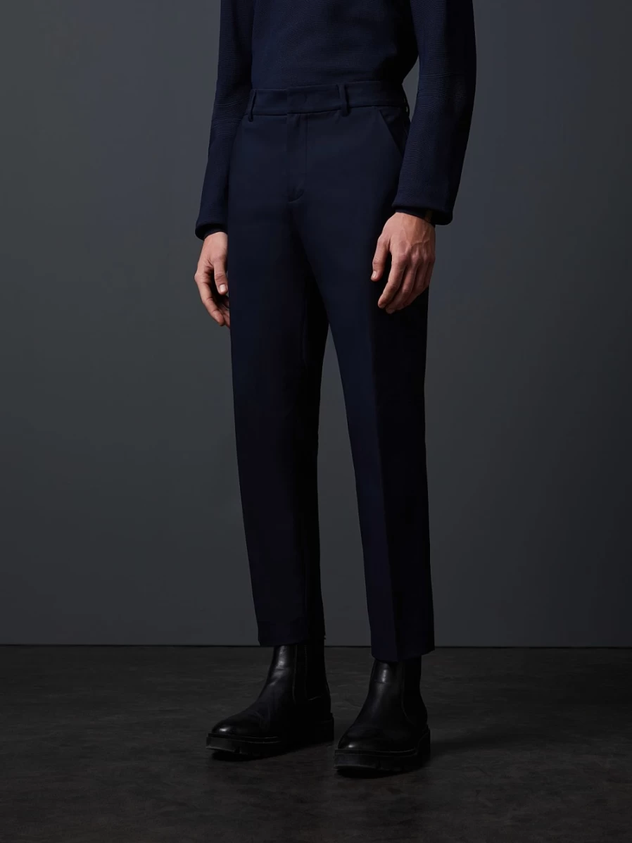 AlphaTauri Men's Navy Tapered Pleated Dress Pants for Business Casual Wear