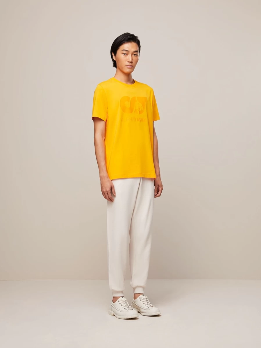 AlphaTauri Men's Signature Logo T-Shirt in Warm Yellow | Casual Comfort Fit
