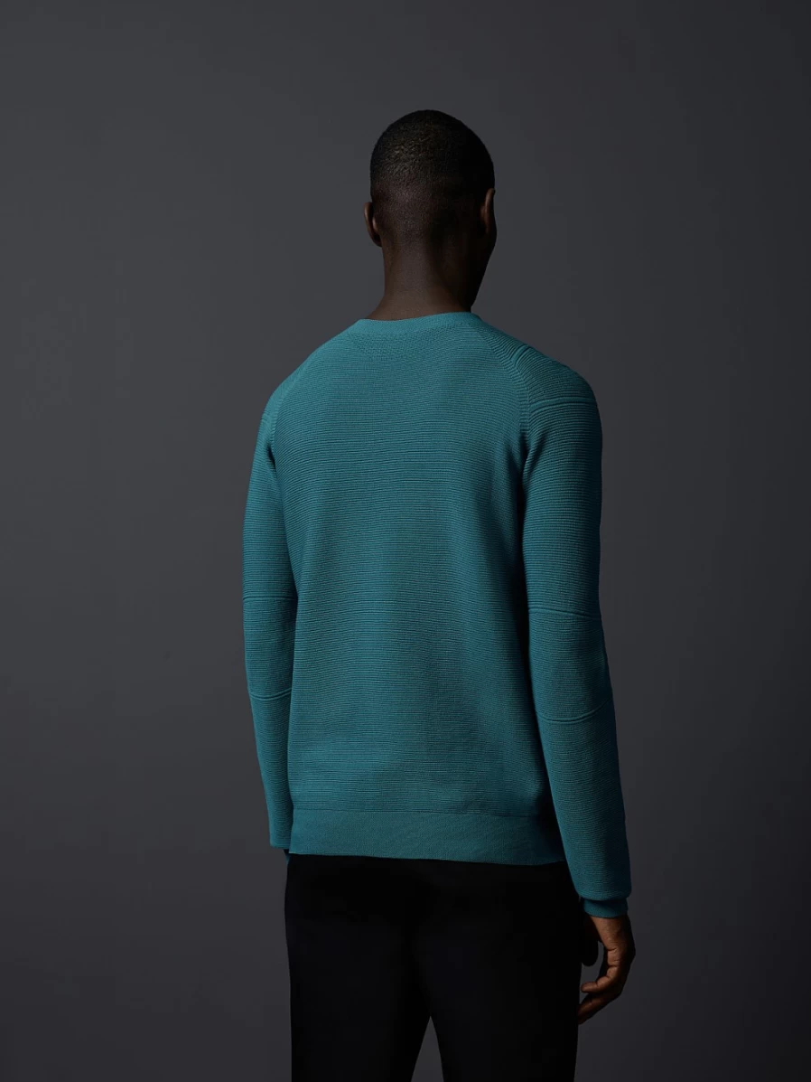AlphaTauri Men's Petrol Seamless 3D Performance Knit Crewneck Sweater