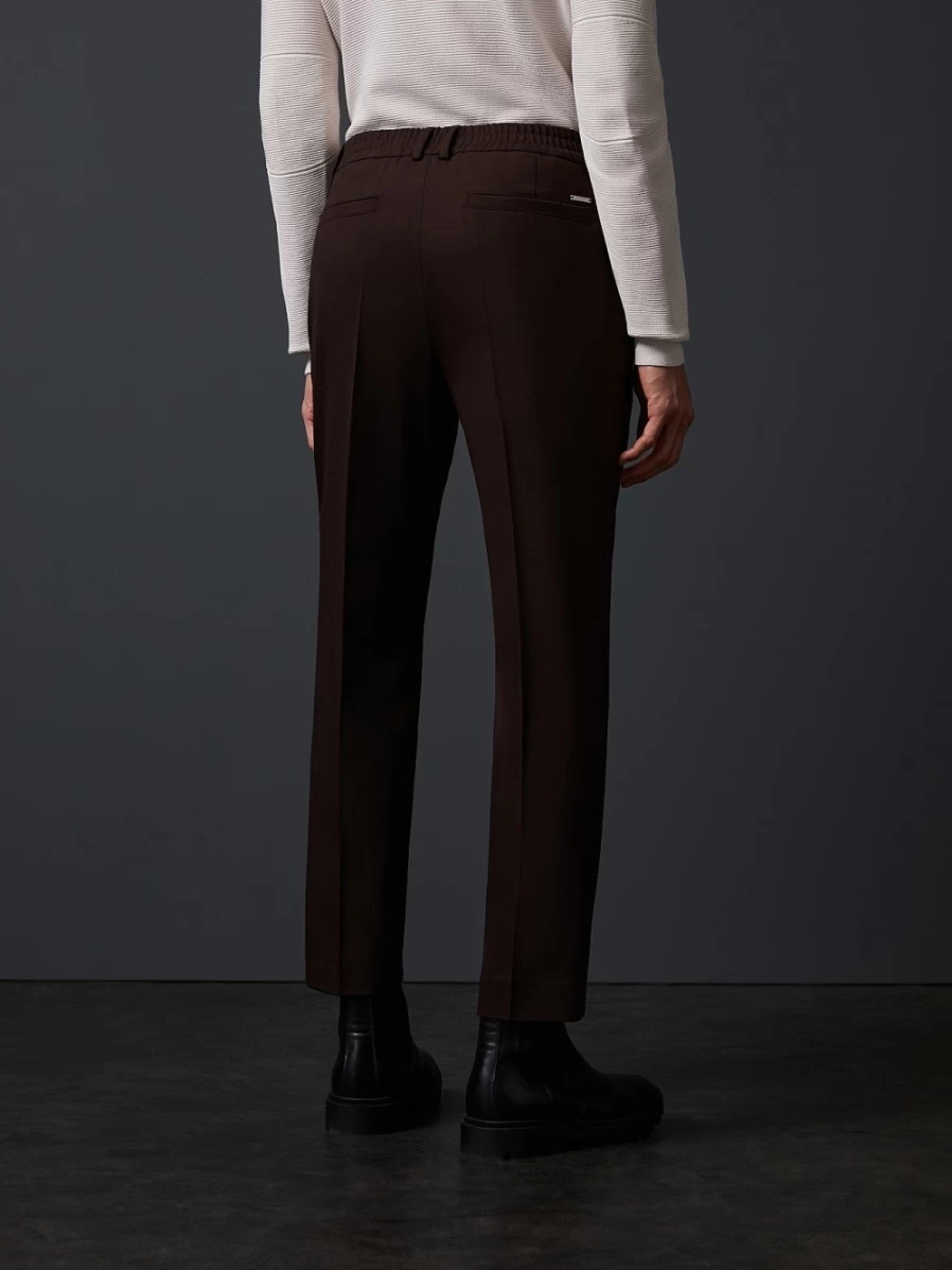 AlphaTauri Men's Dark Brown Tapered Wool-Blend Pants for Stylish Comfort