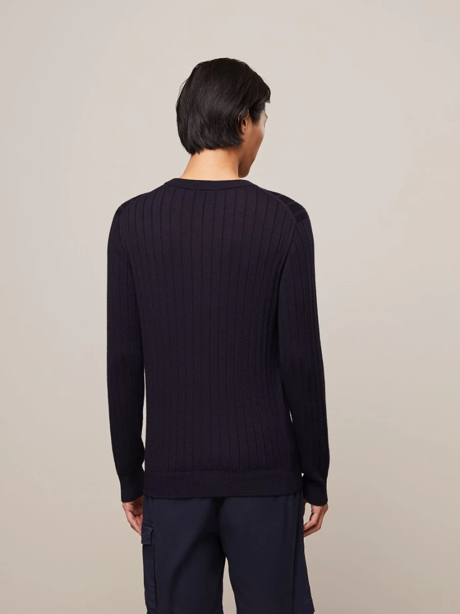 AlphaTauri Men's Navy Seamless 3D Knit Cashmere-Coolmax® Blend Sweater