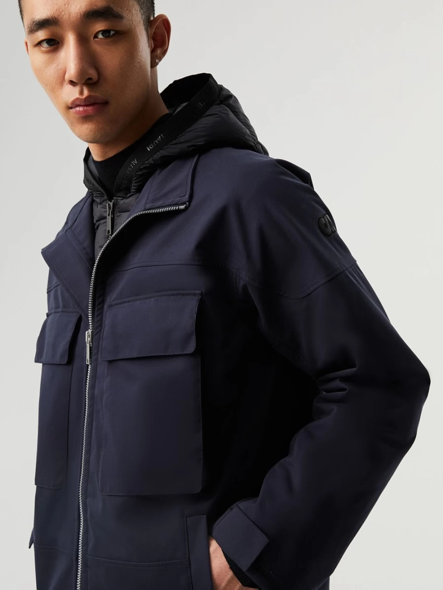 AlphaTauri Men's Navy 3-In-1 Convertible Jacket for All-Weather Protection