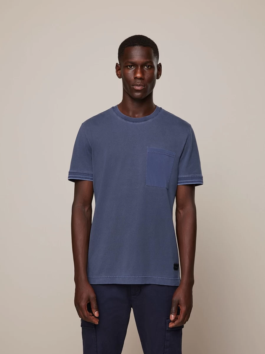 AlphaTauri Men's Navy Garment-Dyed Cotton T-Shirt