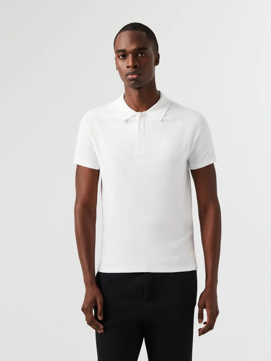 AlphaTauri Men's Performance White Knit Polo Shirt