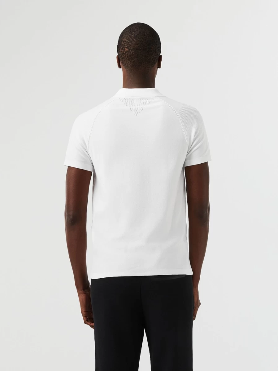 AlphaTauri Men's Performance White Knit Polo Shirt