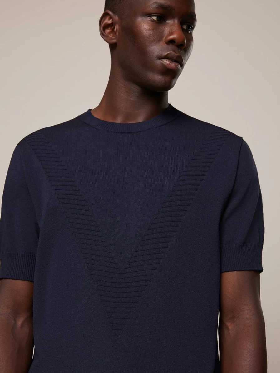 AlphaTauri Men's Navy Seamless 3D Knit Performance T-Shirt