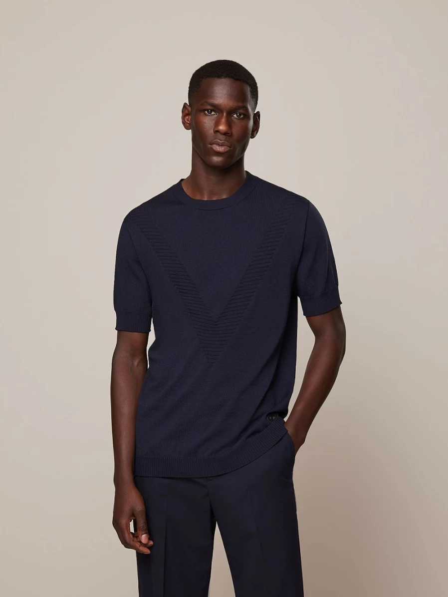 AlphaTauri Men's Navy Seamless 3D Knit Performance T-Shirt