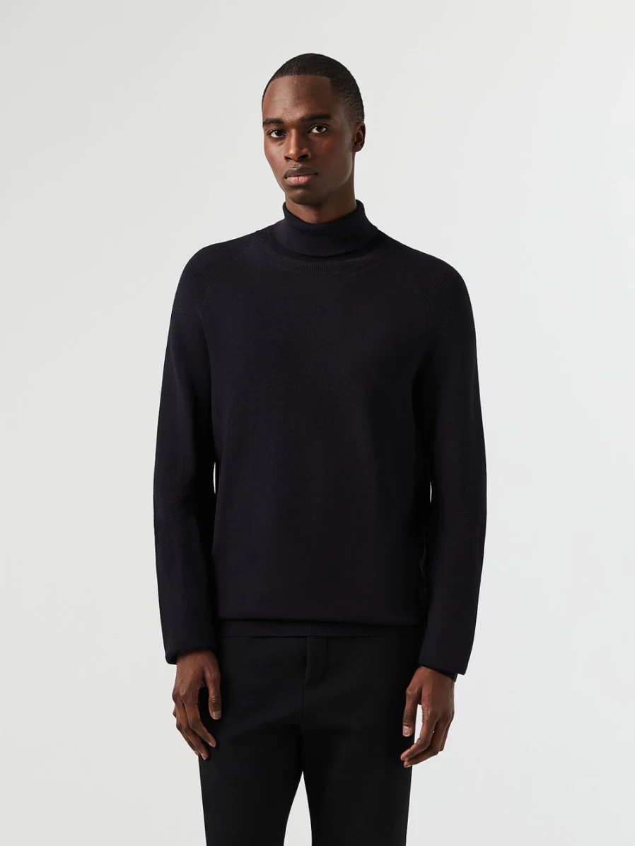 AlphaTauri Men's Black Seamless 3D Performance Knit Turtleneck Sweater