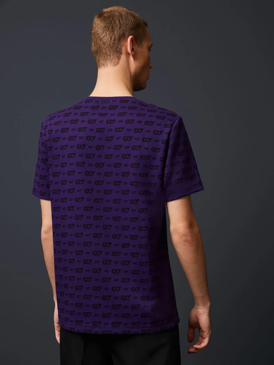 AlphaTauri Men's Purple All-Over Print Graphic T-Shirt