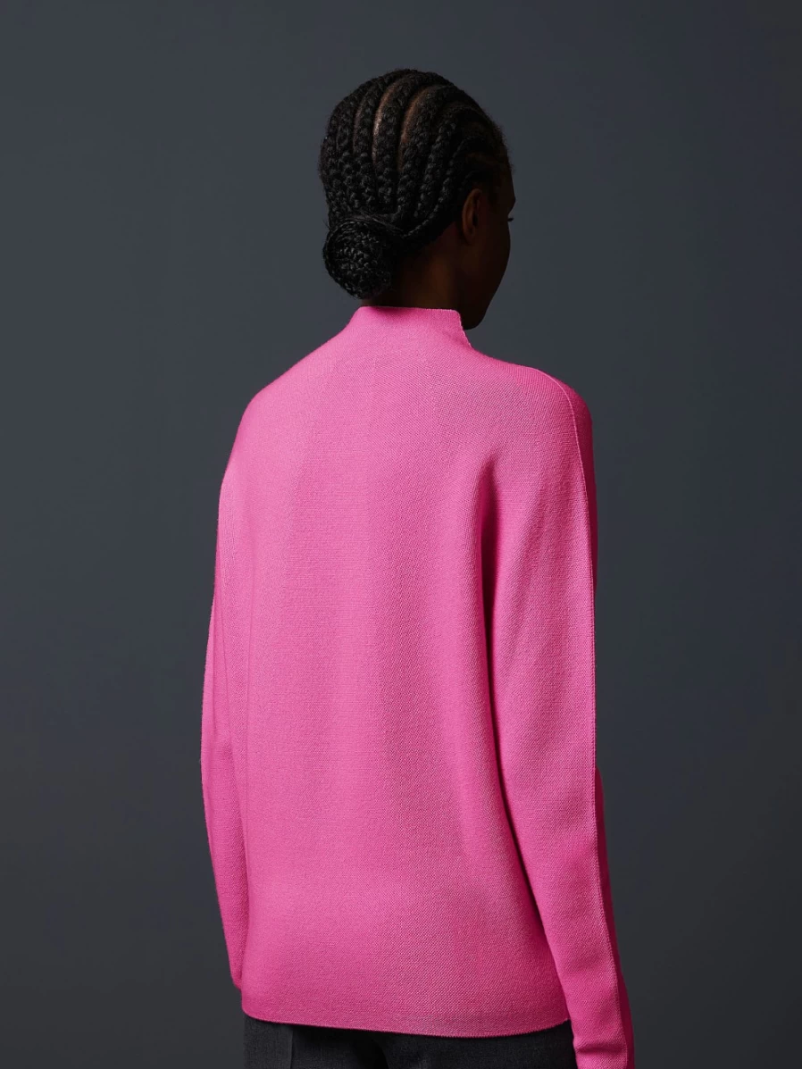 AlphaTauri Women's Pink Seamless 3D Knit Mockneck Sweater - Soft Comfort Fit