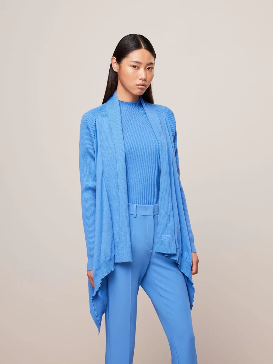 Women's Sky Blue Knit Cashmere-Coolmax® Cardigan by AlphaTauri | Lightweight & Breathable