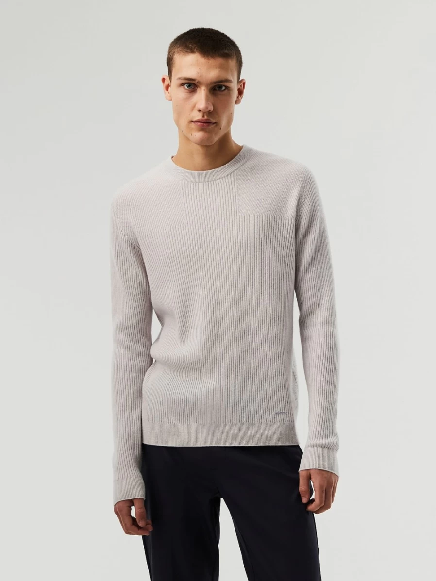 AlphaTauri Men's Seamless 3D Knit Cashmere-Blend Crewneck Sweater in Chalk