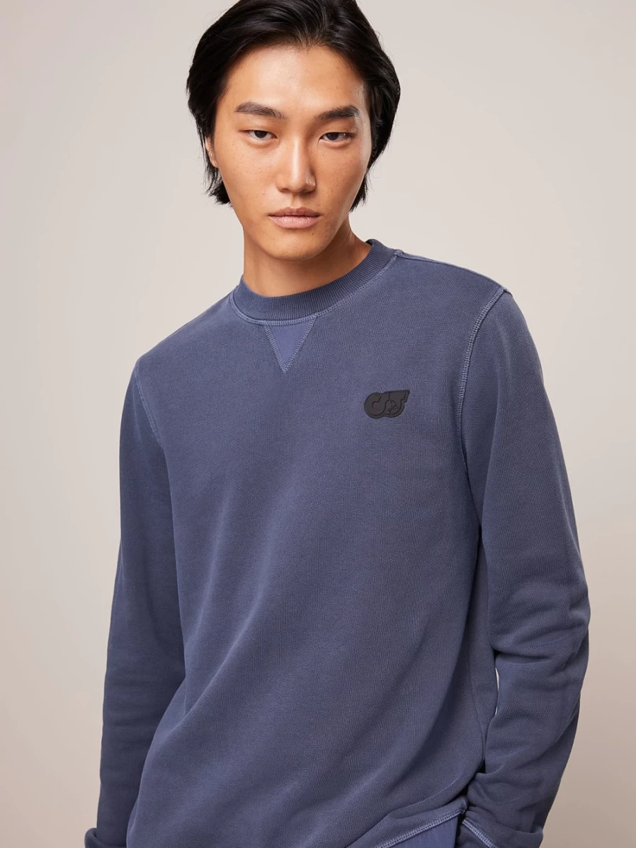 AlphaTauri Men's Navy Garment-Dyed Cotton Sweatshirt