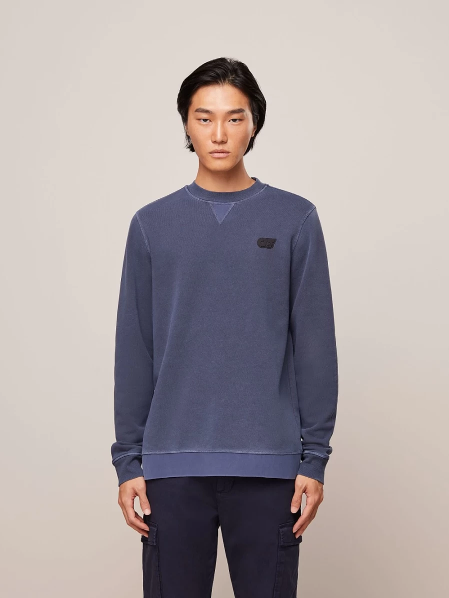 AlphaTauri Men's Navy Garment-Dyed Cotton Sweatshirt