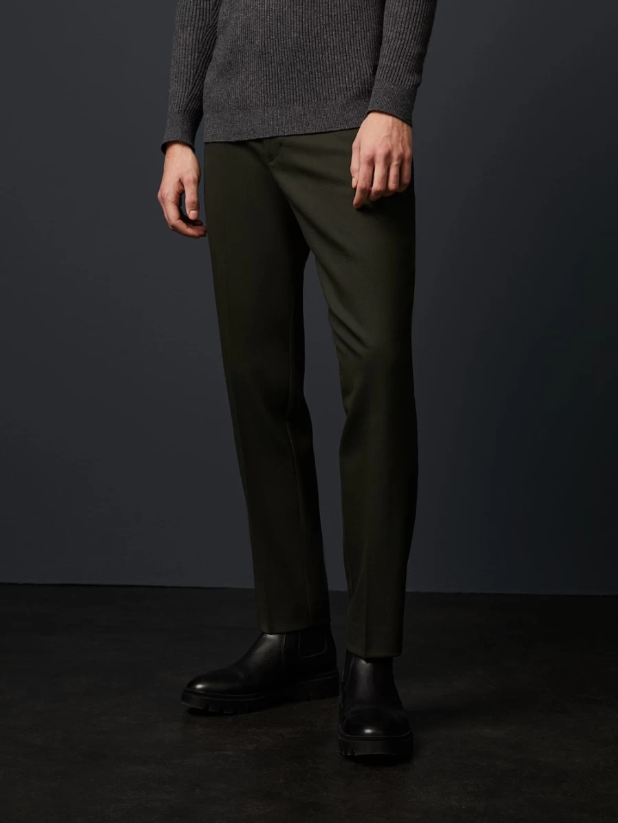 AlphaTauri Men's Green Tapered Wool-Blend Pants for Stylish Comfort
