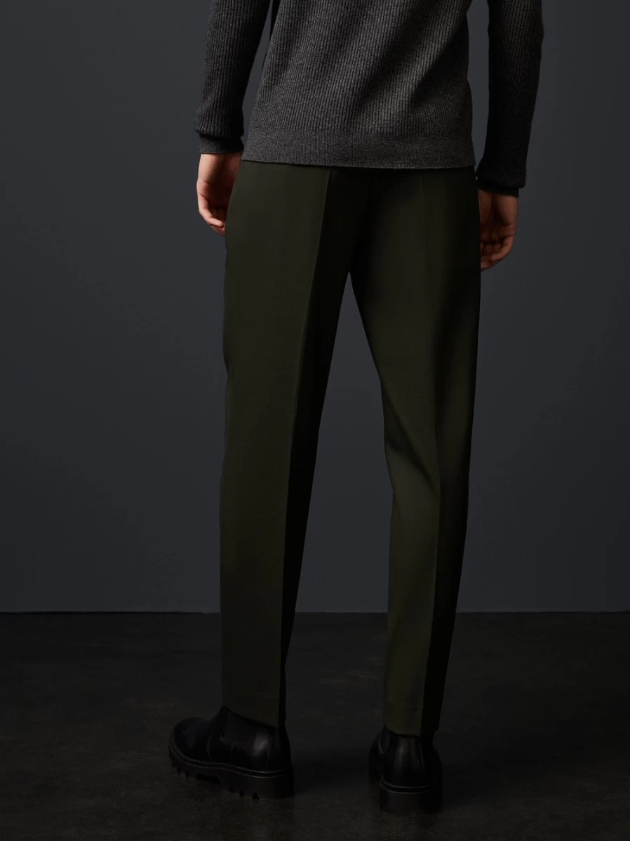 AlphaTauri Men's Green Tapered Wool-Blend Pants for Stylish Comfort