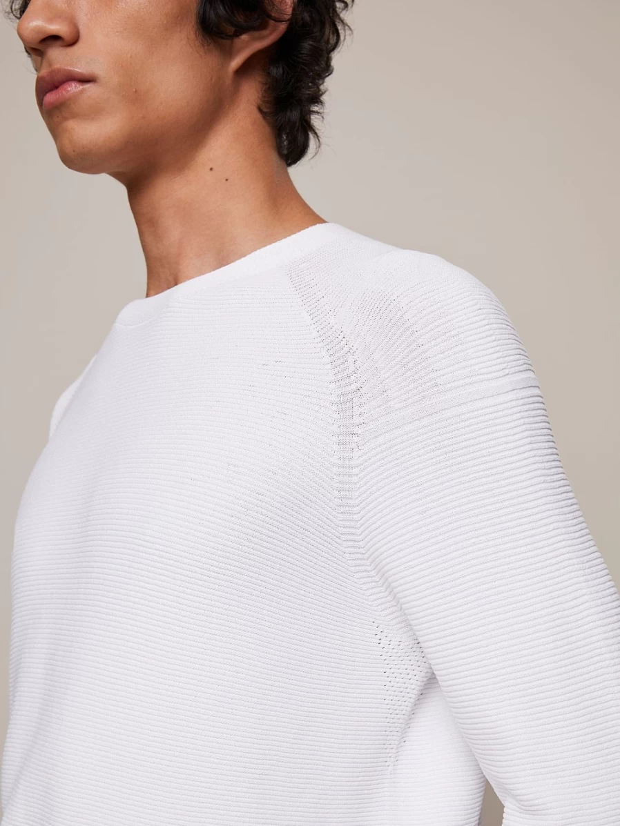 AlphaTauri Men's Ivory Seamless 3D Performance Knit Crewneck Sweater