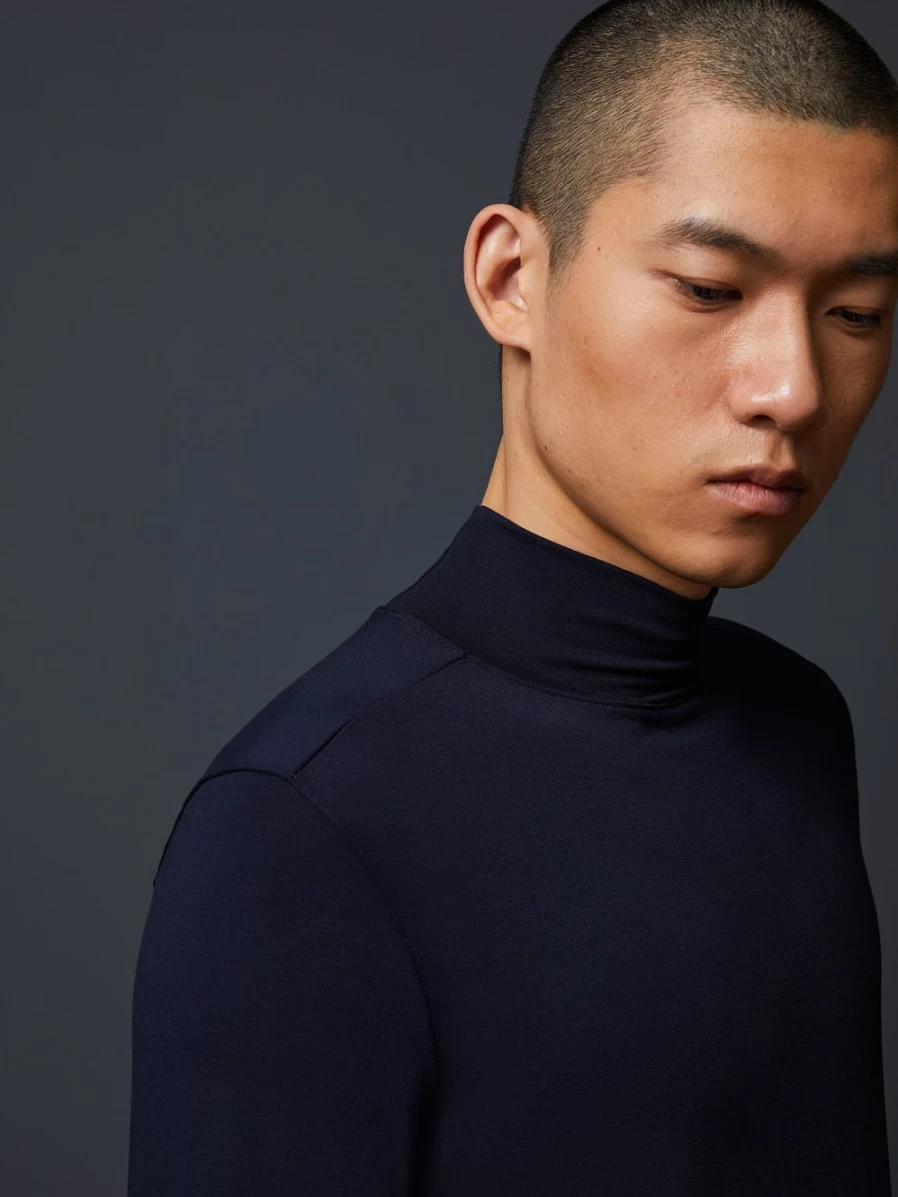 AlphaTauri Men's Navy Turtleneck Long Sleeve T-Shirt