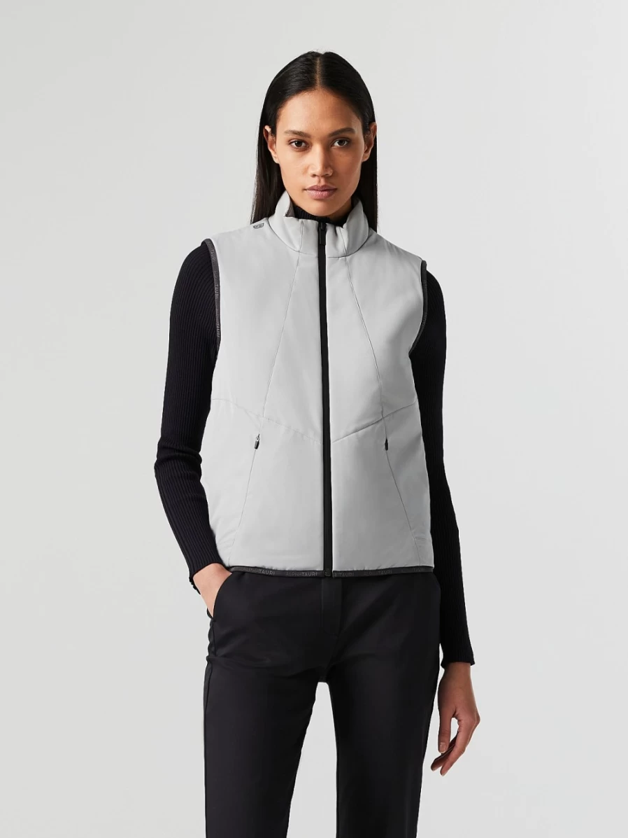 AlphaTauri Women's Light Grey Heatable Water-Repellent Vest for All-Weather Comfort