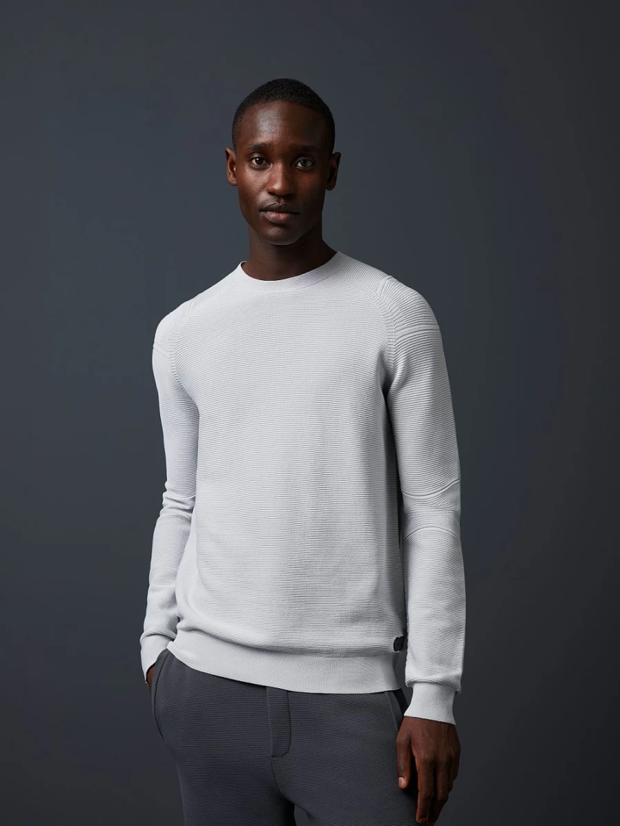 AlphaTauri Men's Grey Seamless 3D Performance Knit Crewneck Sweater